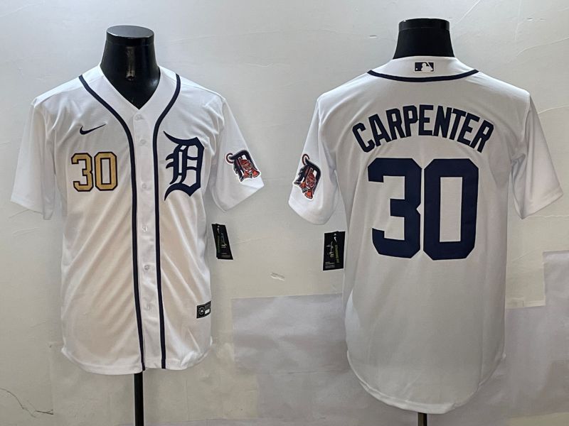 Men Detroit Tigers 30 Carpenter White Game 2025 Nike MLB Jersey style 3114